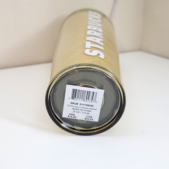 Starbucks Holiday Christmas Gold Metallic Quilted Tumbler 24oz Venti Cup - Picture 5 of 5